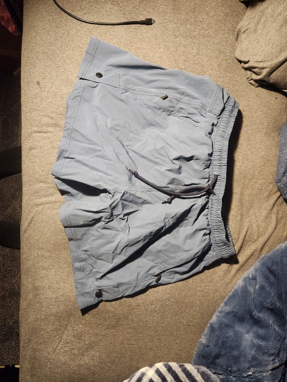 Womens's Light Blue/Gray Drawstring Athletic Shorts